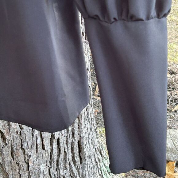 Vintage Saint Clair Paris Blouse Size 6 Black Button Front Ruffle Collar Top - Picture 2 of 8